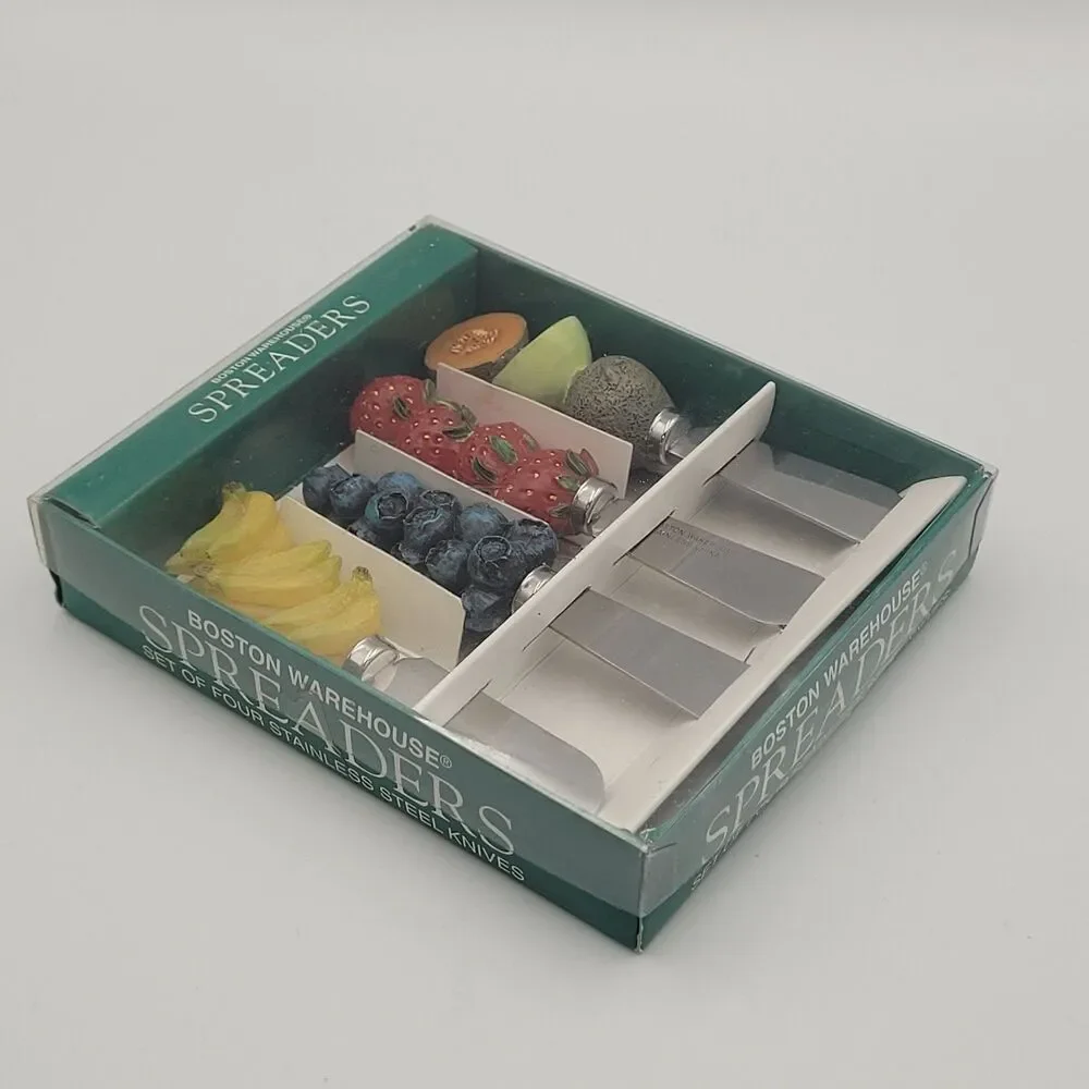 VTG Boston Warehouse Breakfast Fruit Spreaders Butter Cheese Jam Knives 4pc Set